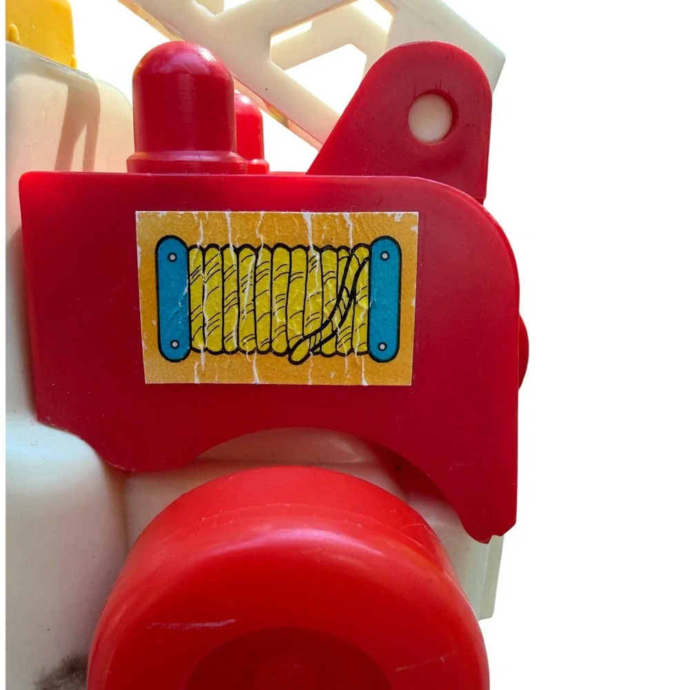 Vintage 1970s Playskool Plastic Fire Truck Toy Fold Down Ladder Square Driver